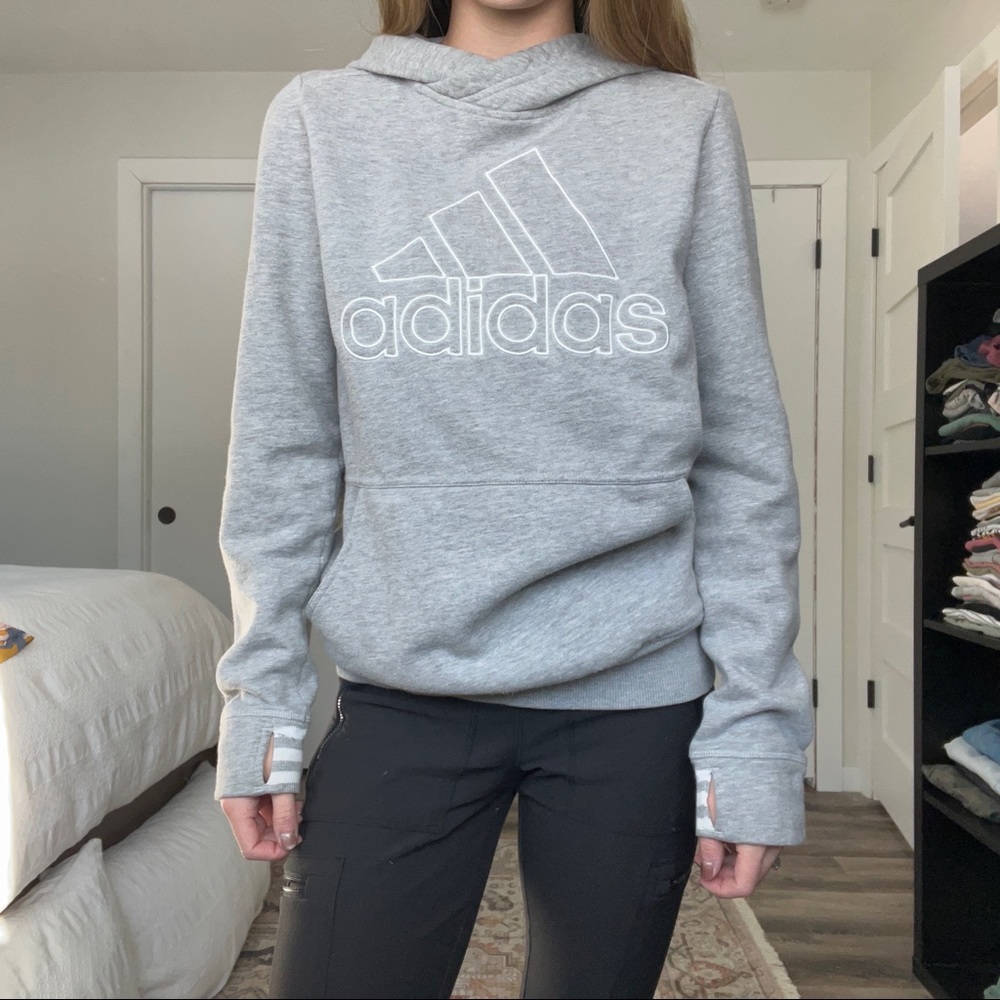 SOLD! Adidas Light Gray Hoodie - Size S